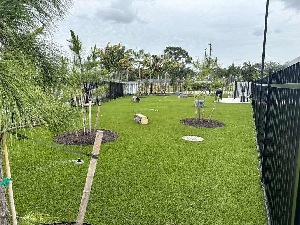 a public park serviced with synthetic turf